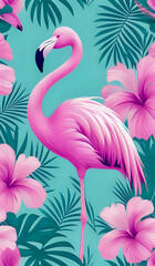 Obraz premium seamless pattern with flamingo