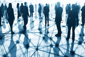 A crowd of connected silhouette figures signifying organizational or social networks