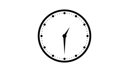 Simple analog clock isolated round circle black white background