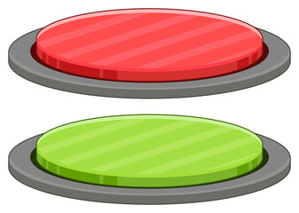 3D illustrator red and green button png, Game button