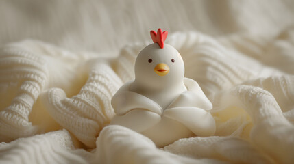 Cute Wooden Chick Doll Covered with White Cloth