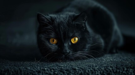 Black cat yellow eyes UHD wallpaper