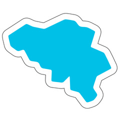 Belgium country silhouette. High detailed map. Solid blue vector sticker with white contour isolated on white background.