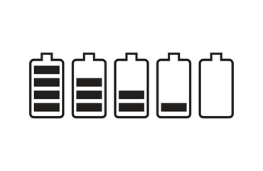 battery icon set in flat style with background.
