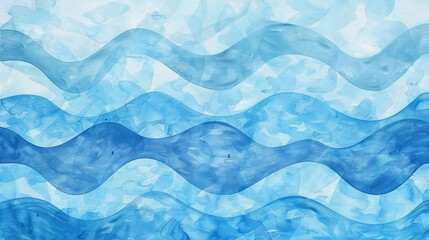 Fototapeta premium Abstract blue watercolor waves background. Watercolor texture. Vector illustration