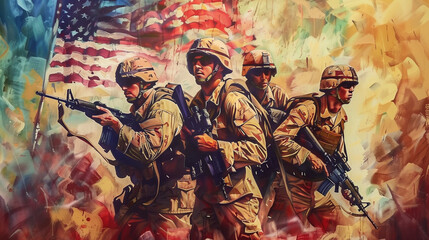 Fototapeta premium Memorial Day, celebrated in the United States, is a day of remembrance and tribute to fallen soldiers who gave their lives in the service of their country.