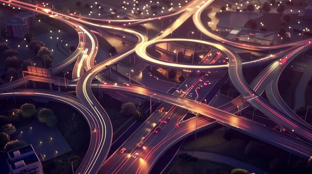 aerial view of highway interchange ai generated urban infrastructure illustration digital art