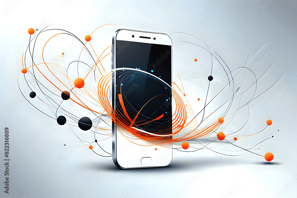 Aufkleber abstrac mobile technology. wireless data network and connection technology concept. high-speed, futu