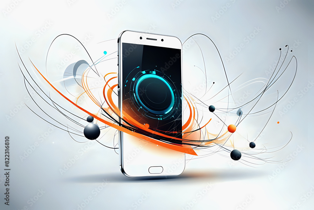 Aufkleber abstrac mobile technology. wireless data network and connection technology concept. high-speed, futu