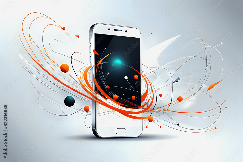 Aufkleber abstrac mobile technology. wireless data network and connection technology concept. high-speed, futu