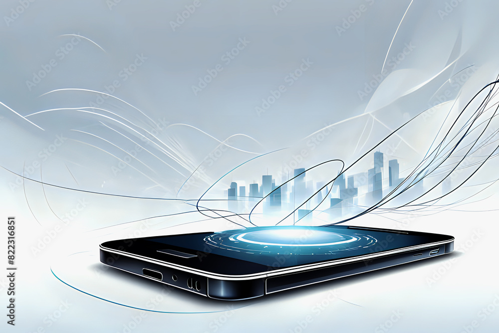 Aufkleber abstrac mobile technology. wireless data network and connection technology concept. high-speed, futu