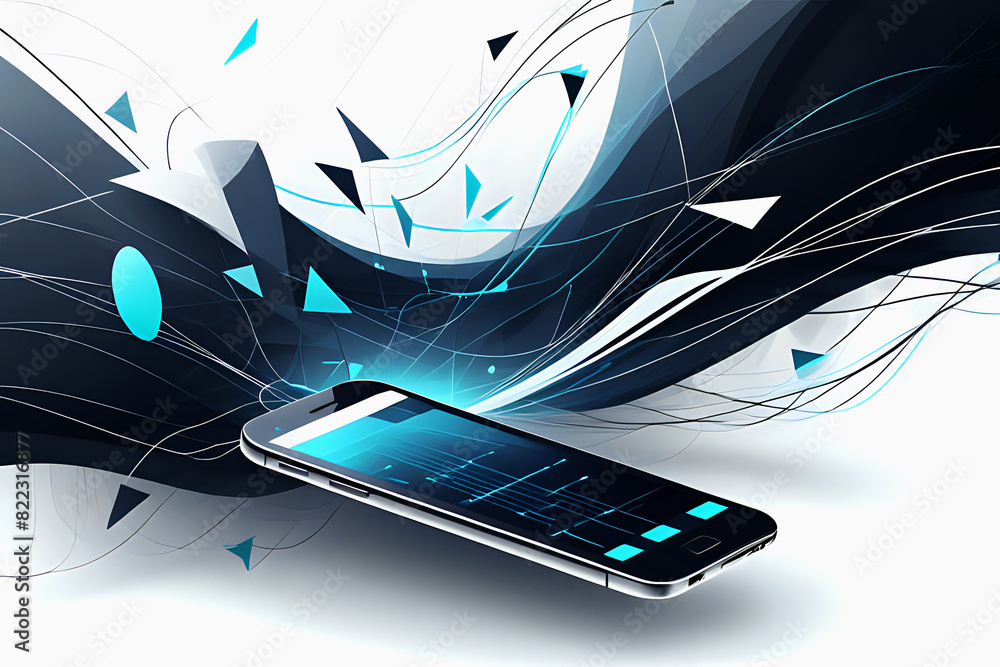 Aufkleber abstrac mobile technology. wireless data network and connection technology concept. high-speed, futu