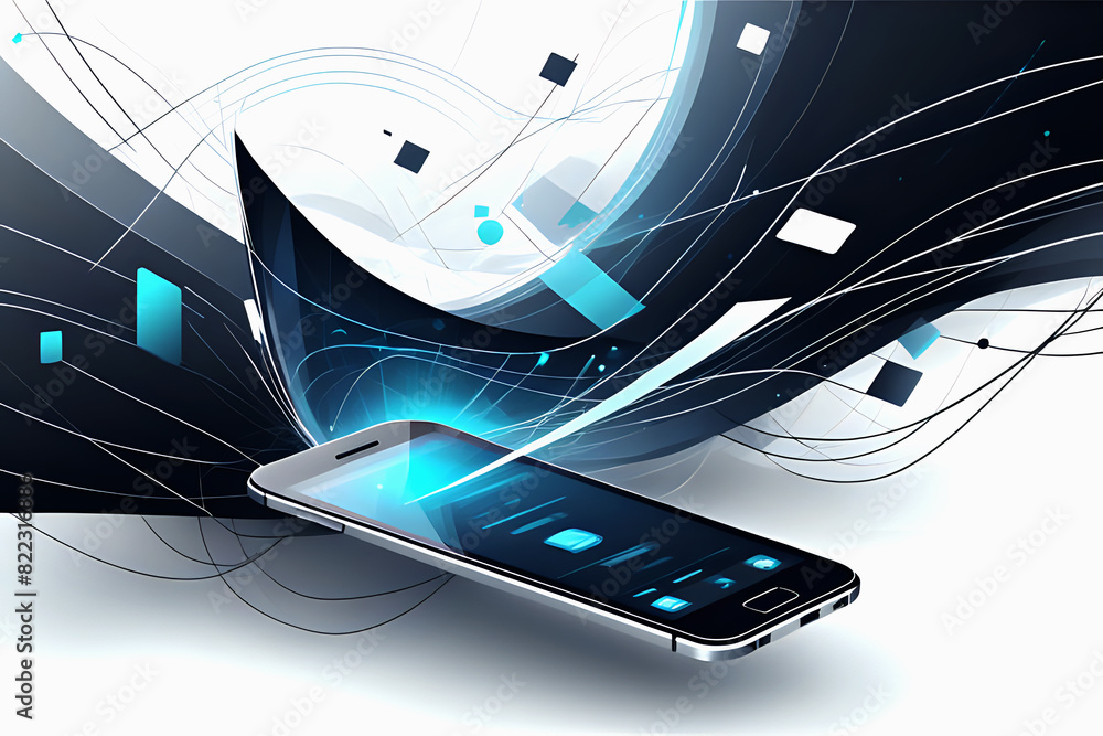 Poster abstrac mobile technology. wireless data network and connection technology concept. high-speed, futu