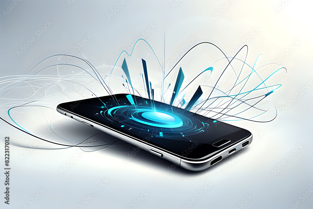 Aufkleber abstrac mobile technology. wireless data network and connection technology concept. high-speed, futu