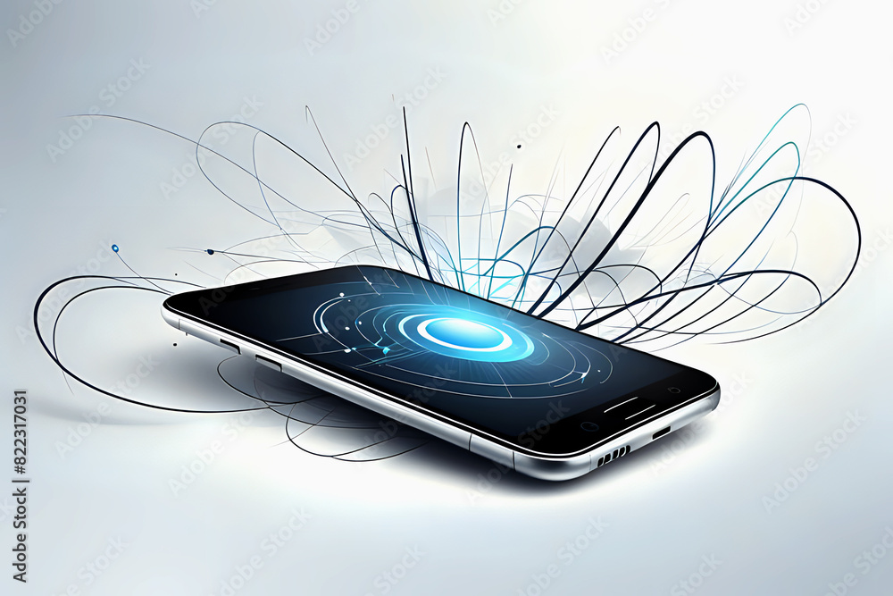 Aufkleber abstrac mobile technology. wireless data network and connection technology concept. high-speed, futu