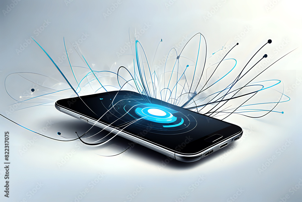 Aufkleber abstrac mobile technology. wireless data network and connection technology concept. high-speed, futu