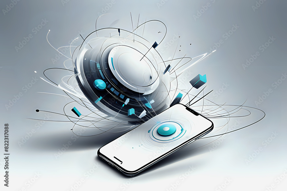 Aufkleber abstrac mobile technology. wireless data network and connection technology concept. high-speed, futu