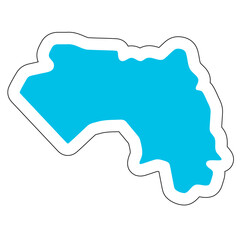 Guinea country silhouette. High detailed map. Solid blue vector sticker with white contour isolated on white background.