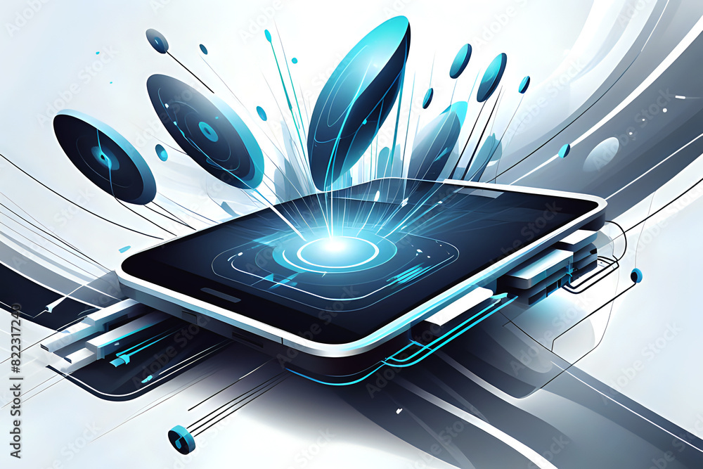 Aufkleber abstrac mobile technology. wireless data network and connection technology concept. high-speed, futu