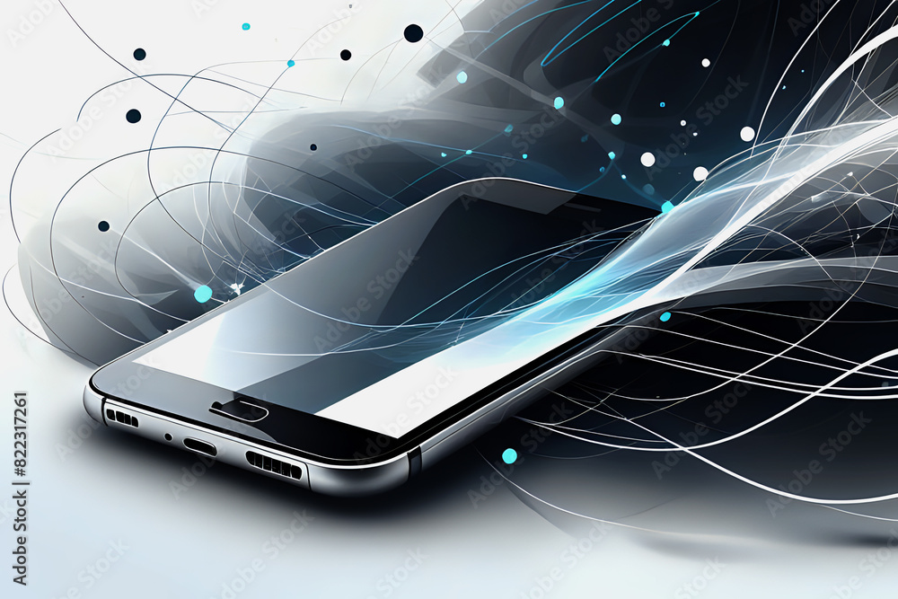 Poster abstrac mobile technology. wireless data network and connection technology concept. high-speed, futu