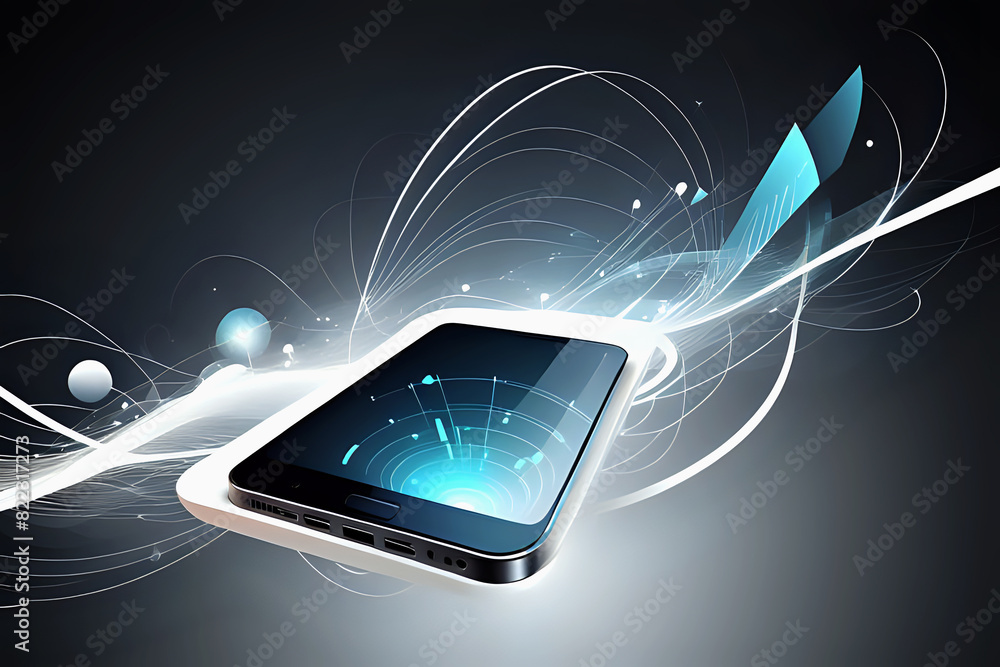 Aufkleber abstrac mobile technology. wireless data network and connection technology concept. high-speed, futu