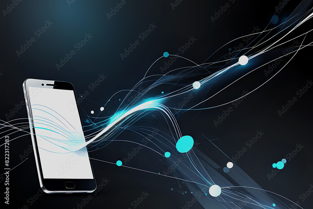 Aufkleber abstrac mobile technology. wireless data network and connection technology concept. high-speed, futu