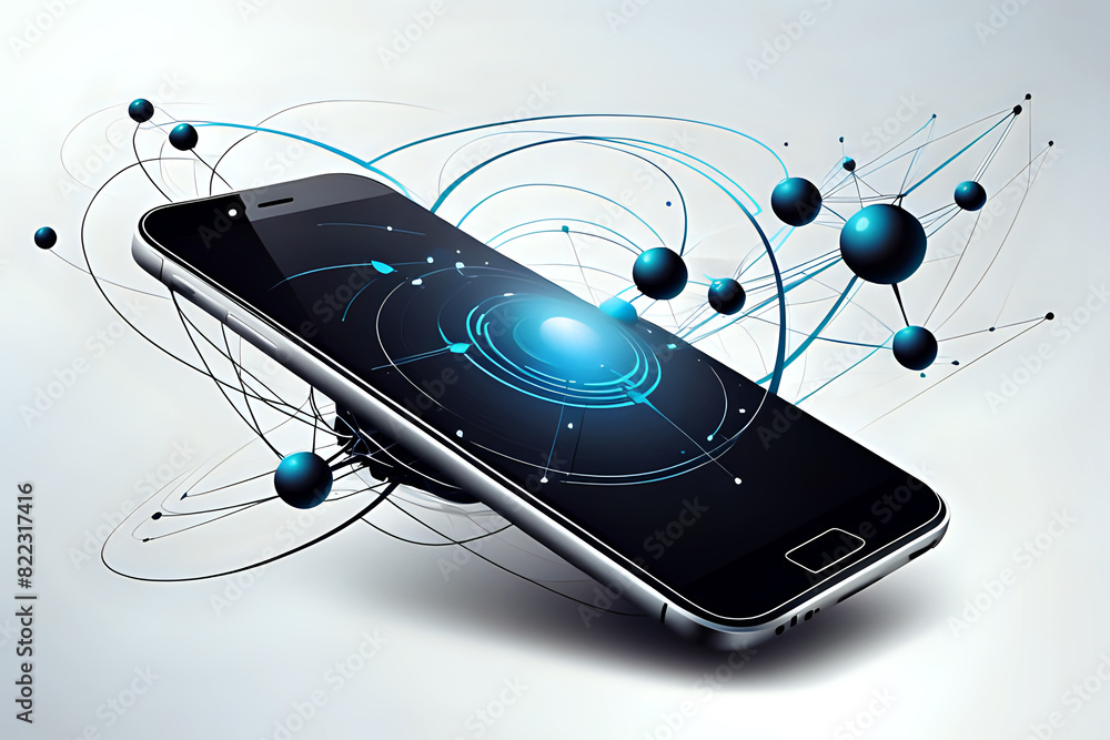 Poster abstrac mobile technology. wireless data network and connection technology concept. high-speed, futu