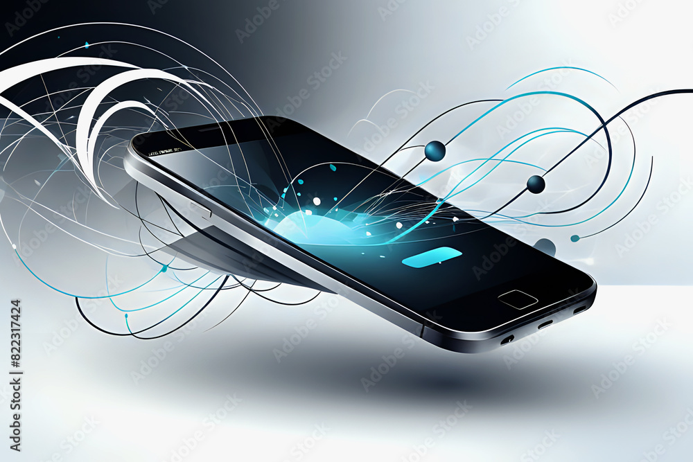 Aufkleber abstrac mobile technology. wireless data network and connection technology concept. high-speed, futu