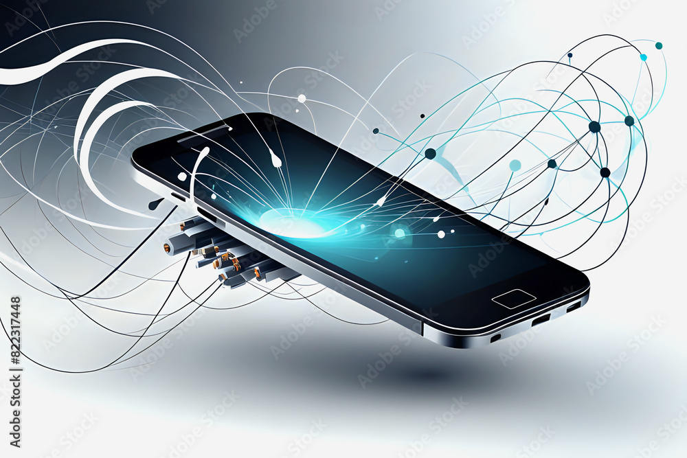 Aufkleber abstrac mobile technology. wireless data network and connection technology concept. high-speed, futu