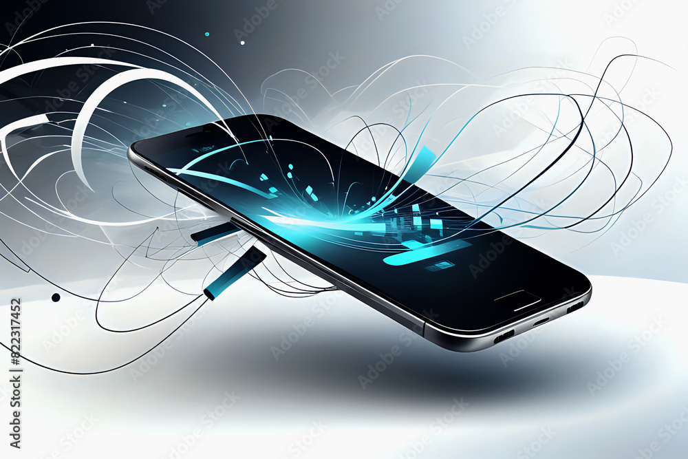 Aufkleber abstrac mobile technology. wireless data network and connection technology concept. high-speed, futu