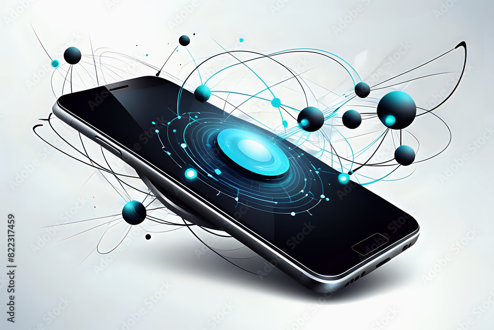 Aufkleber abstrac mobile technology. wireless data network and connection technology concept. high-speed, futu