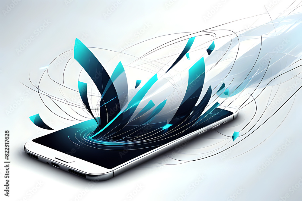 Aufkleber abstrac mobile technology. wireless data network and connection technology concept. high-speed, futu
