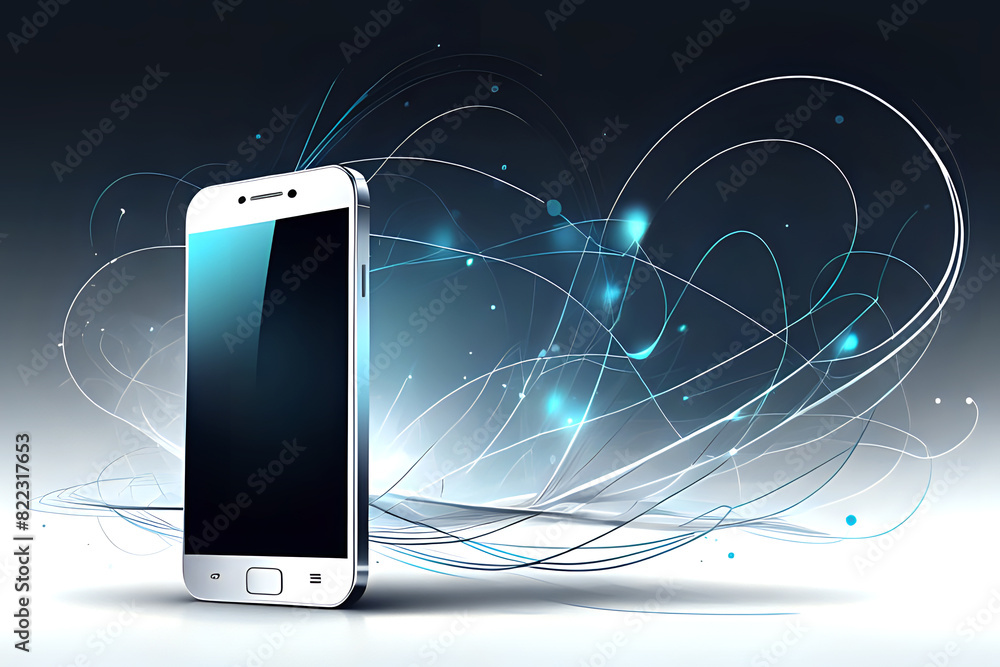 Aufkleber abstrac mobile technology. wireless data network and connection technology concept. high-speed, futu