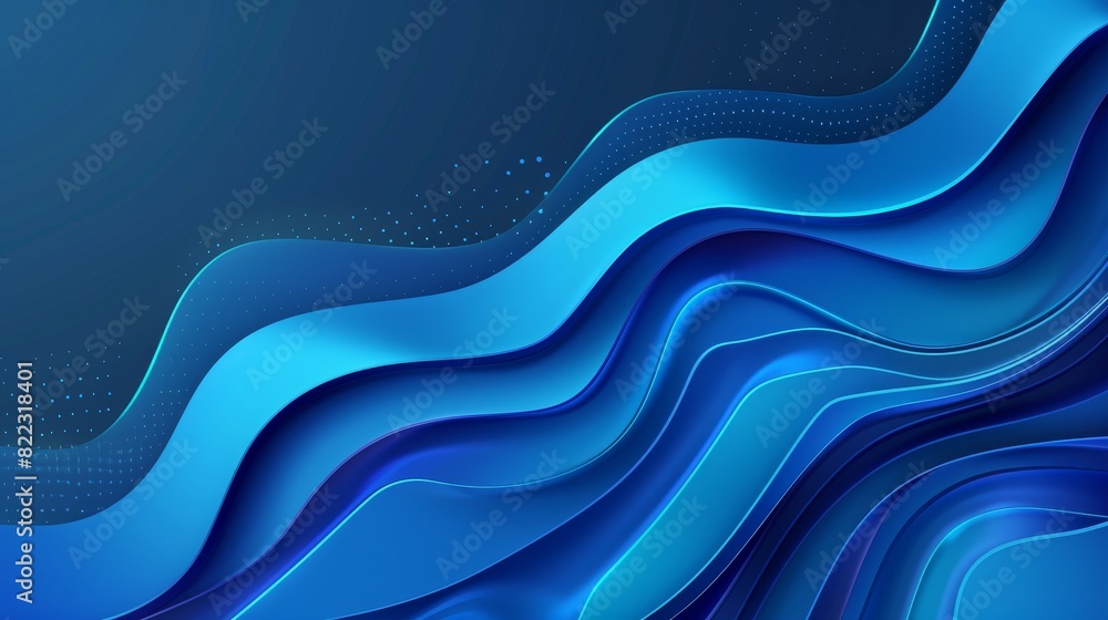 Poster A smooth and shiny blue wave background with a halftone pattern