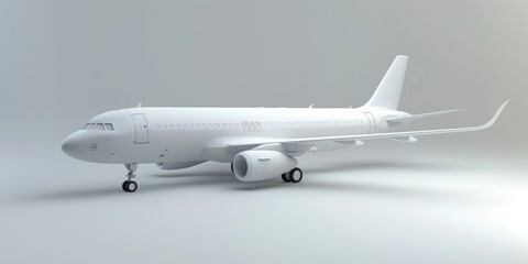 3D rendering style of all white aircraft on a white background