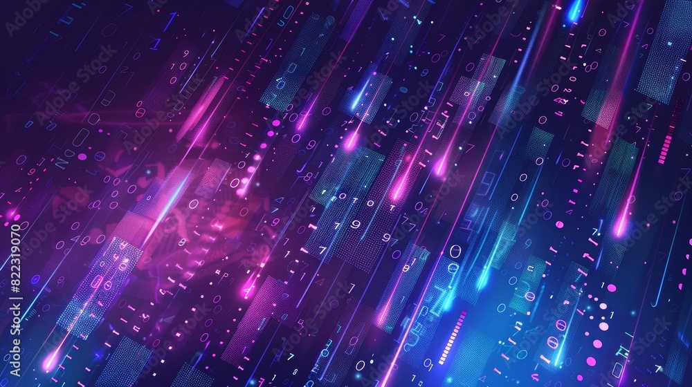 Poster a waterfall of big data. data flow analysis visualization with a binary code, isometric modern illus
