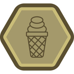 Ice Cream Cone Line Polygon Icon