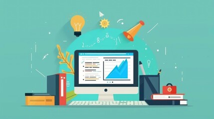 Data science and big data technology. Scientist computing, analysing and visualizing complex data set on computer. Data mining, artificial intelligence, machine learning, business analytics