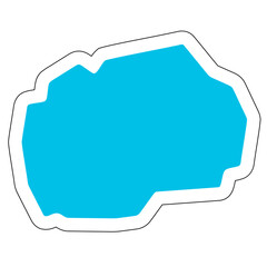 North Macedonia country silhouette. High detailed map. Solid blue vector sticker with white contour isolated on white background.