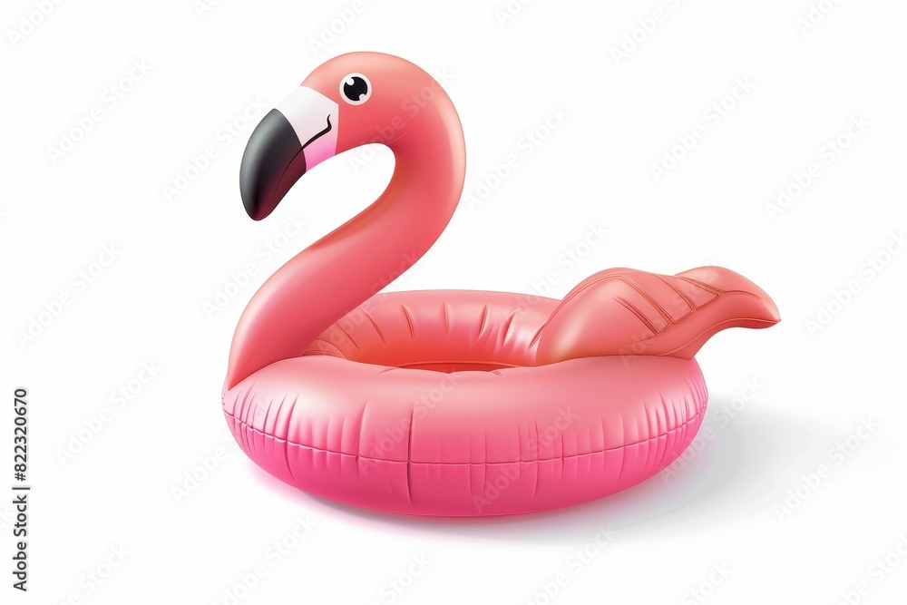 Poster toy inflatable with flamingo 3d realistic modern object. summer icon.