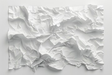 A 3D realistic modern texture of crumpled white paper, crumpled white paper, and transparent plastic film.