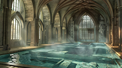 Thermal pool in a cathedral, medival church