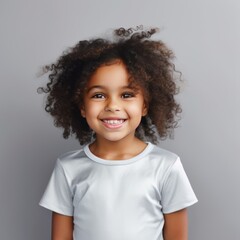 Silver background Happy black american african child Portrait of young beautiful kid Isolated on Background ethnic diversity equality acceptance 