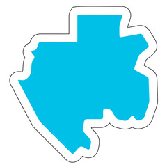 Gabon country silhouette. High detailed map. Solid blue vector sticker with white contour isolated on white background.