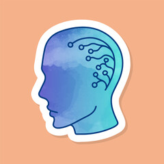 Artificial intelligence human head color sticker