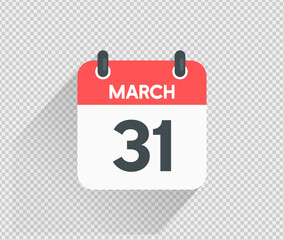 March 31 Calendar icon vector illustration Blank background