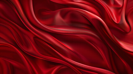 Realistic red silk top view background. Elegant and soft royal backdrop of shine flowing surface. Red luxurious background design. illustration