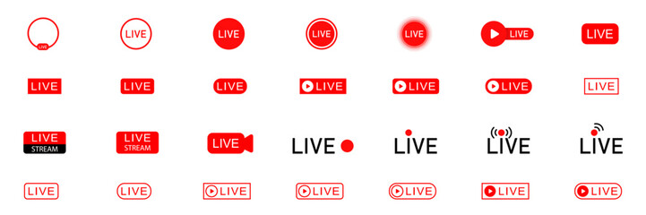 live set red icon online stream video play vector illustration 