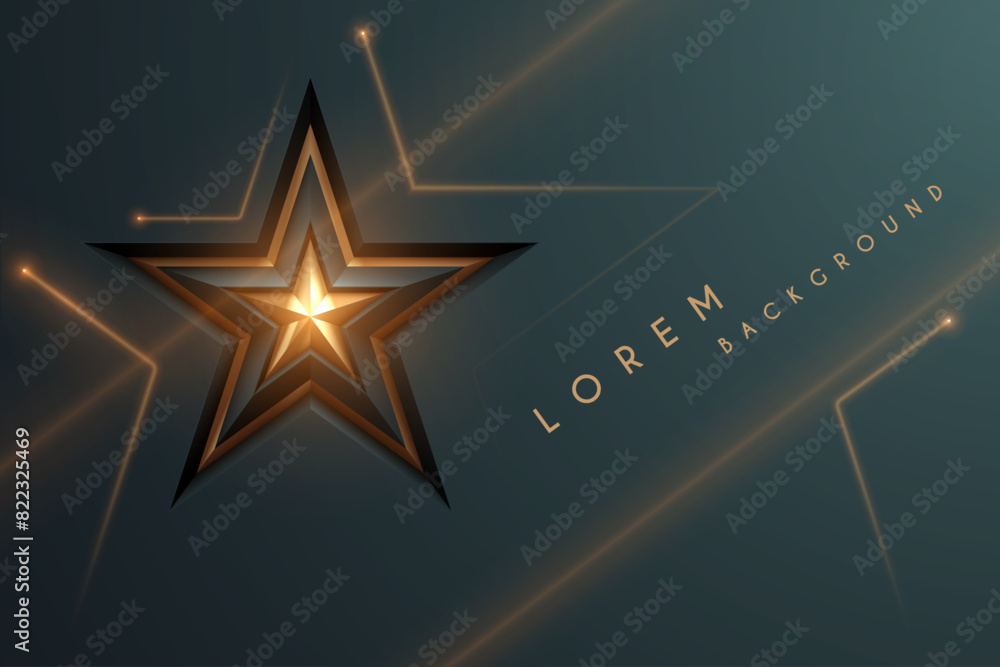Canvas Prints golden star shape with light lines