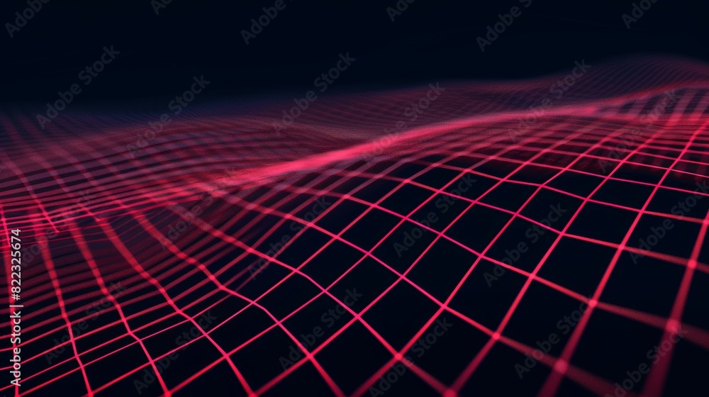 Aufkleber modern illustration of an abstract mesh pattern with a red laser grid angle. retro futuristic 80s sc